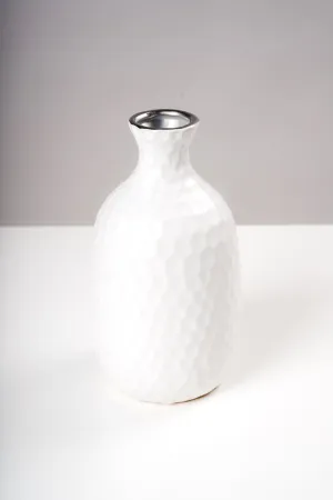 10" Vase White/Silver- Sylvana Collection