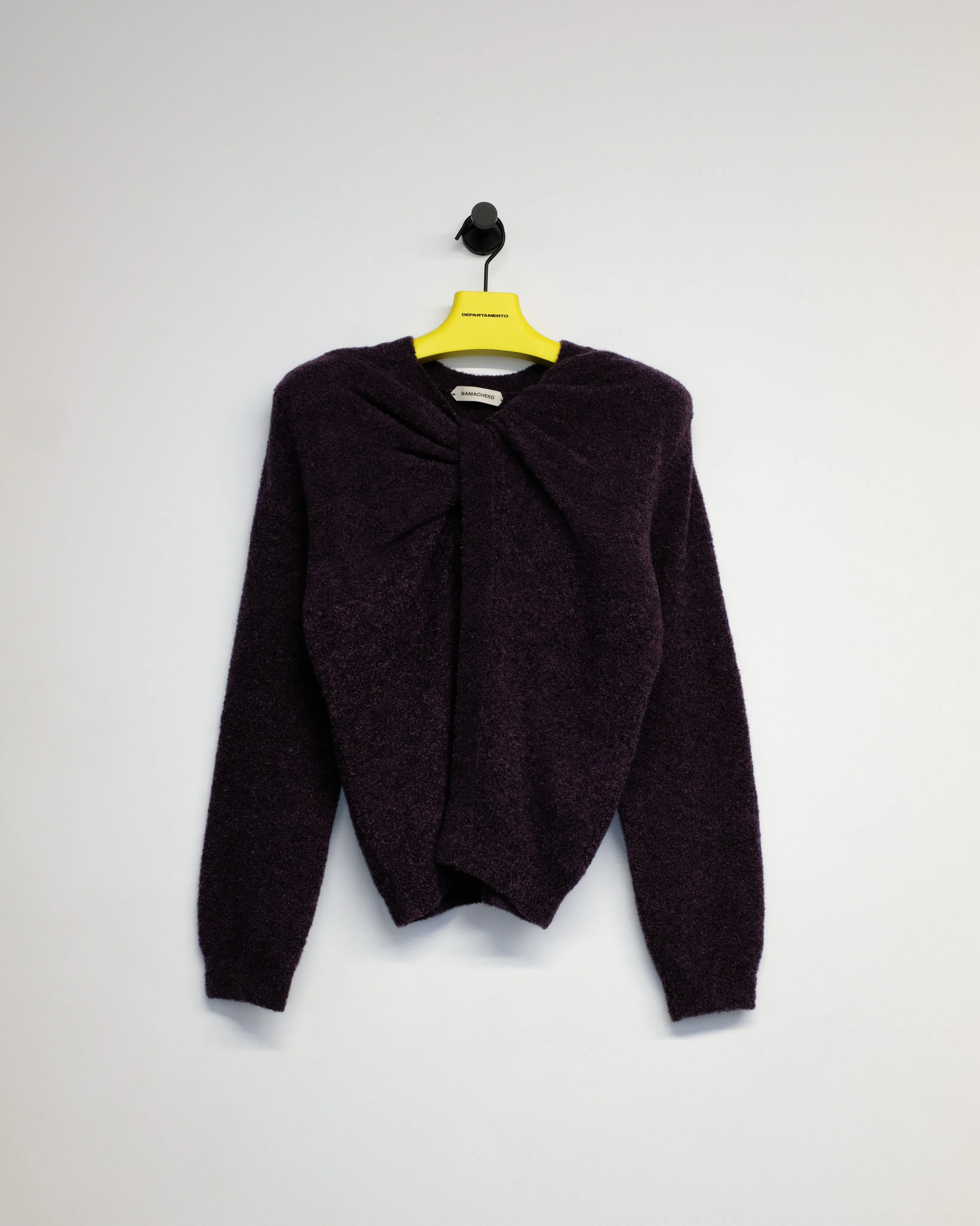 Aubergine Melange Wool Prender Knotted Crewneck