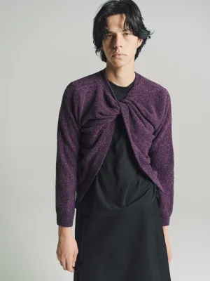 Aubergine Melange Wool Prender Knotted Crewneck