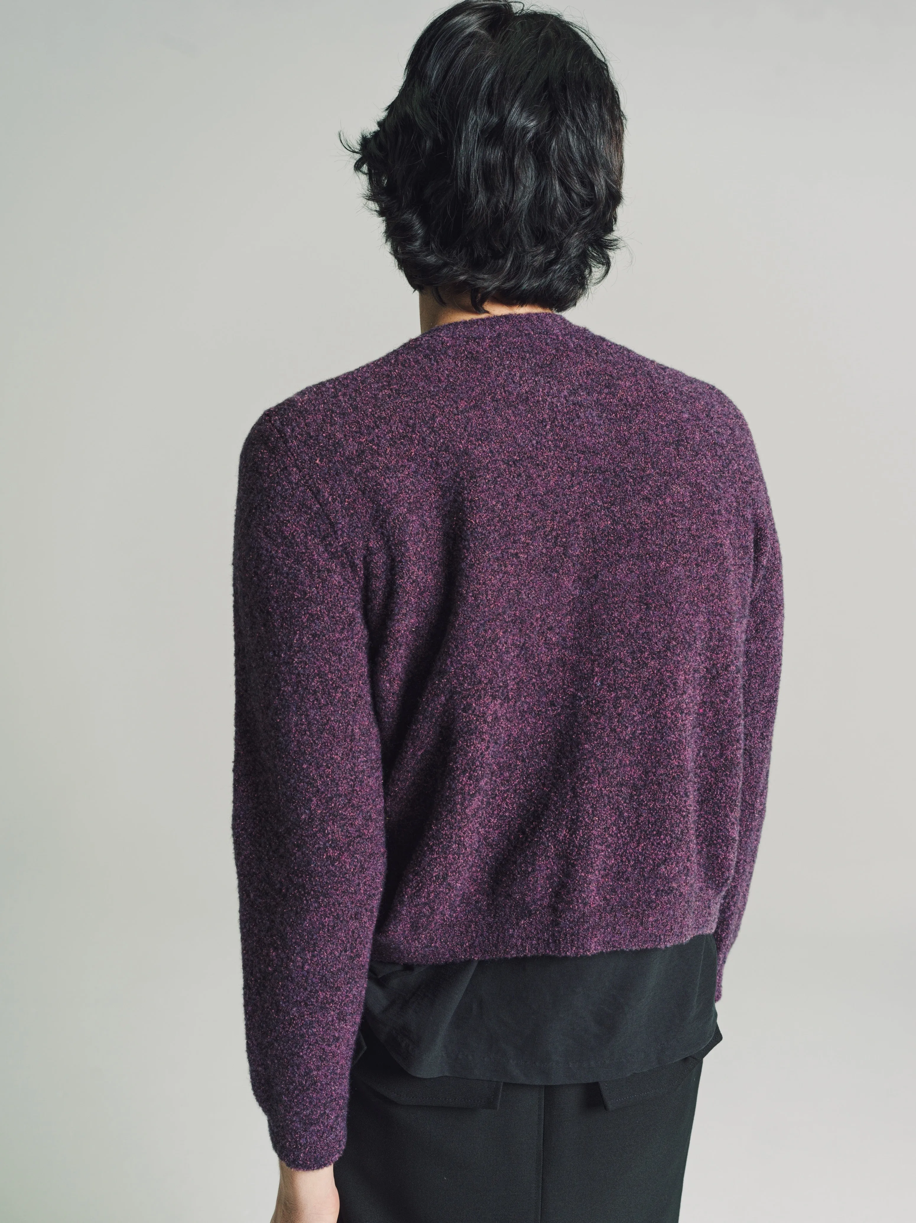 Aubergine Melange Wool Prender Knotted Crewneck