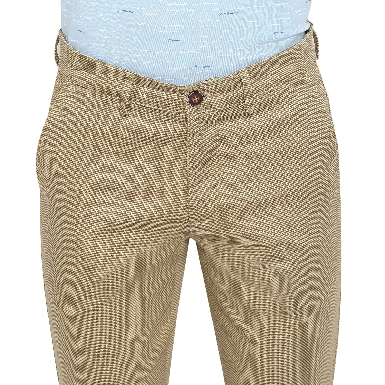 Beige Ultra Slim Fit Self Design Trouser