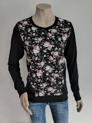 Black Floral Merino Jumper