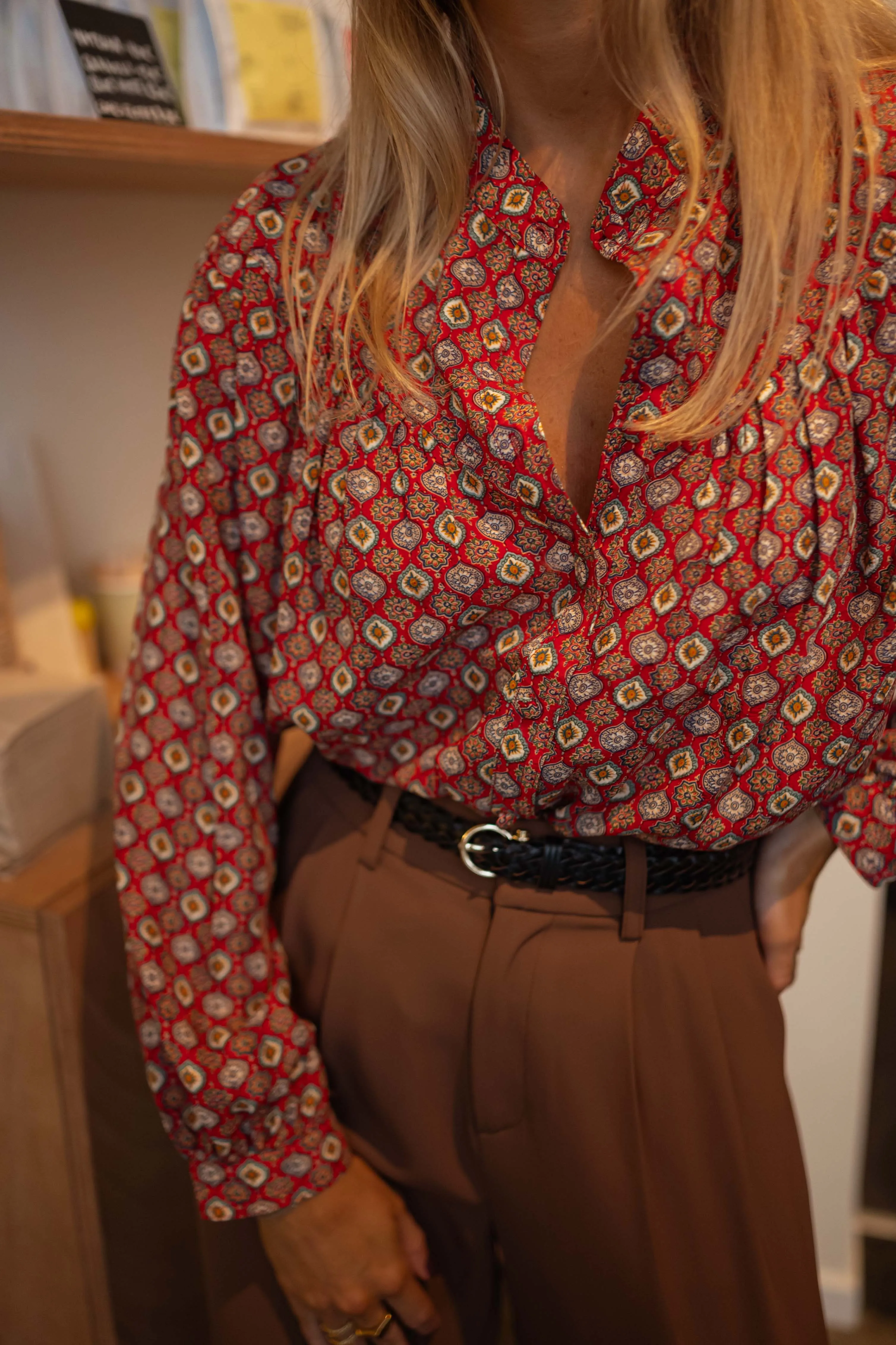 Blouse Morena - rouge à motifs