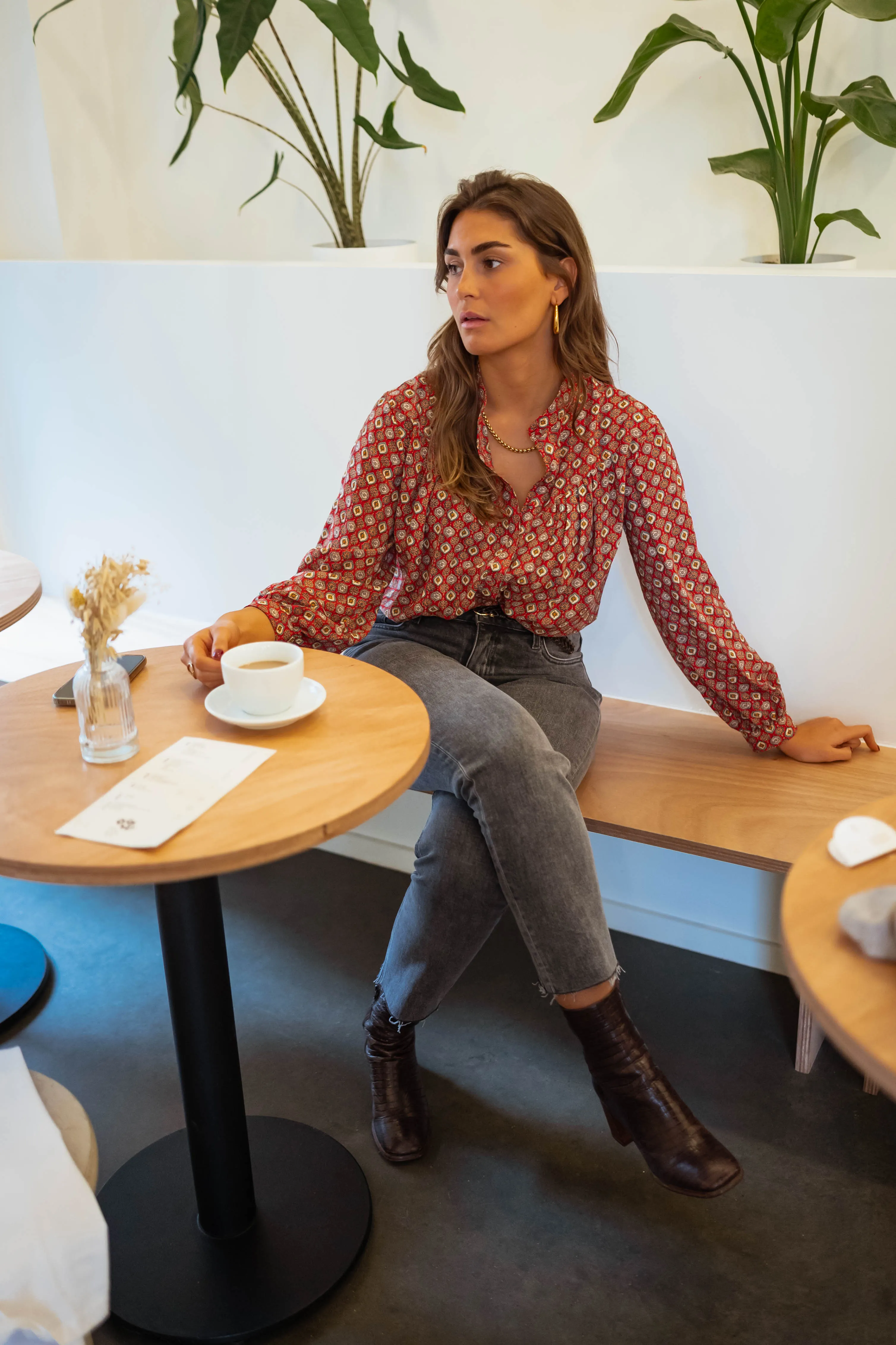 Blouse Morena - rouge à motifs