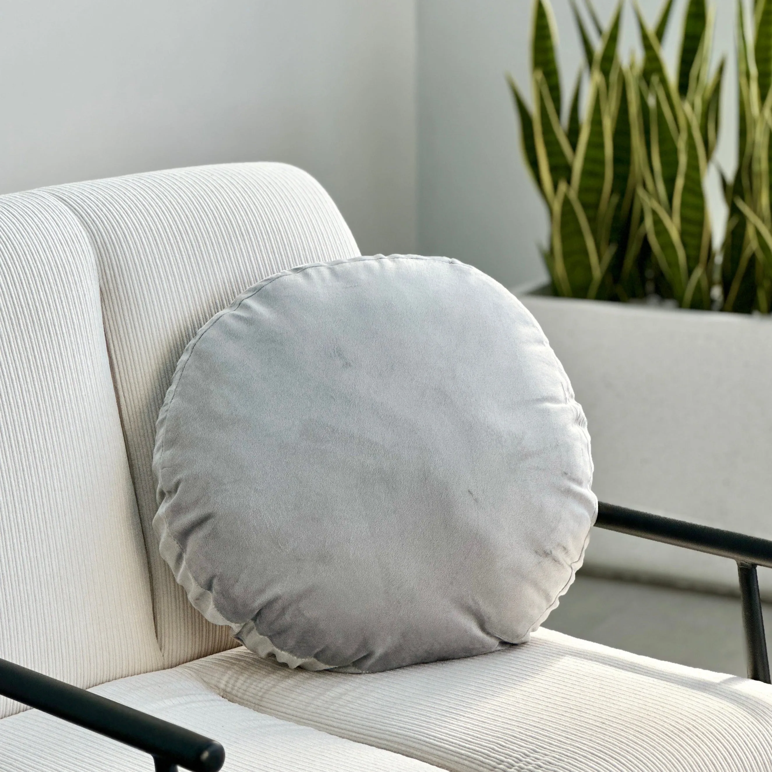 Bonbon Round Velvet Gray Pillow