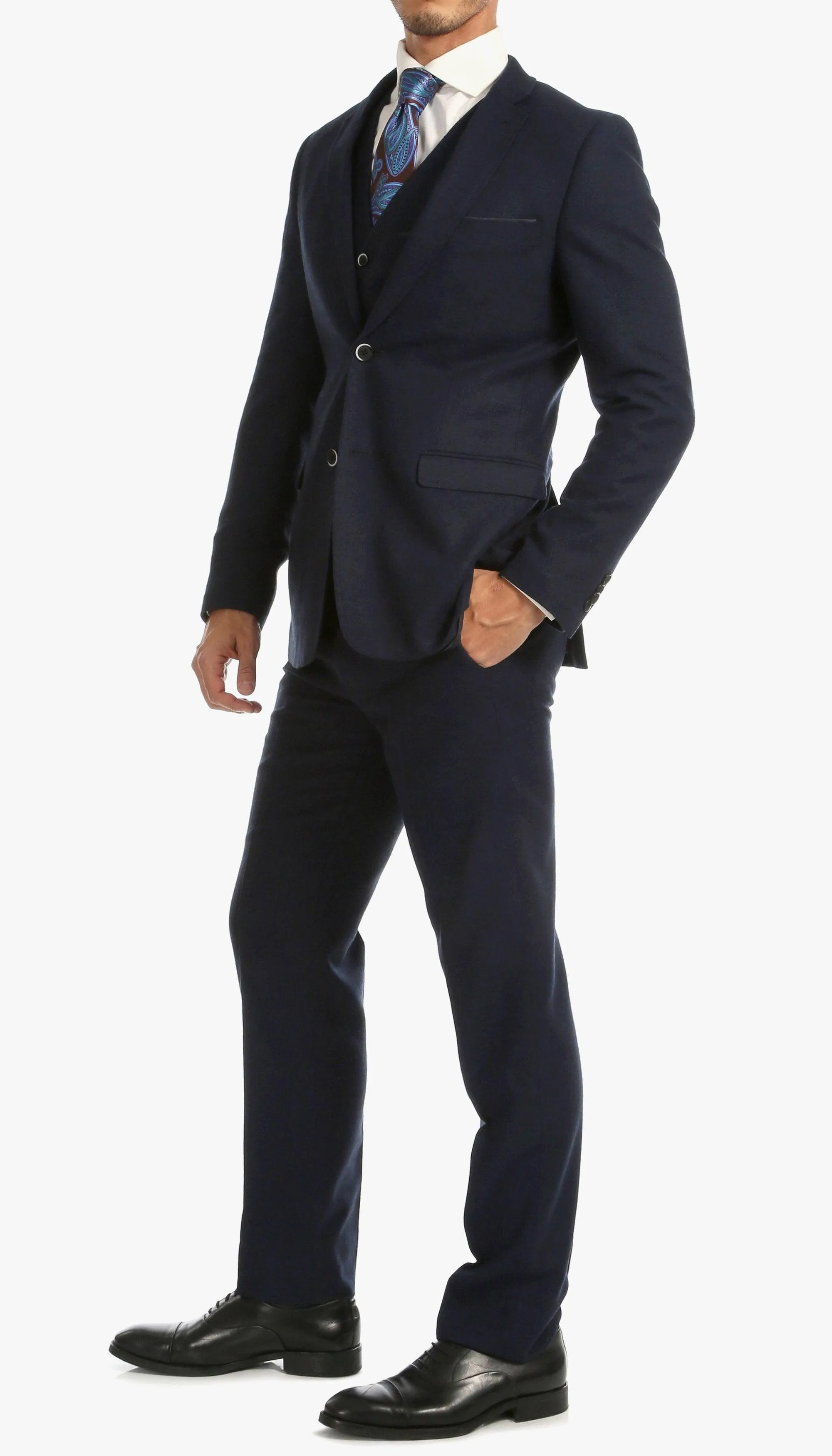 Bradford Navy Tweed With Slim Fit Suit With Five Button Vest