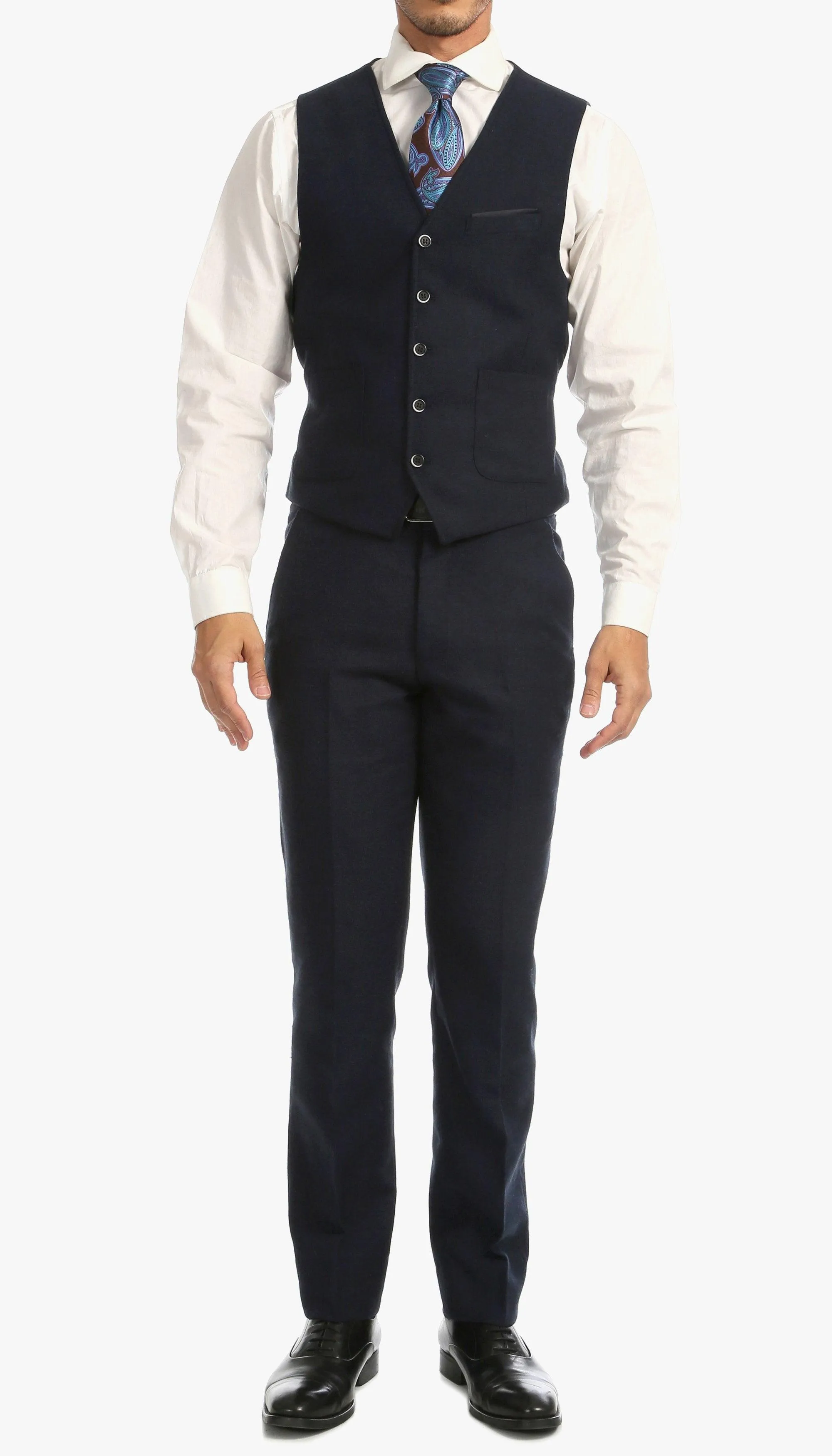 Bradford Navy Tweed With Slim Fit Suit With Five Button Vest