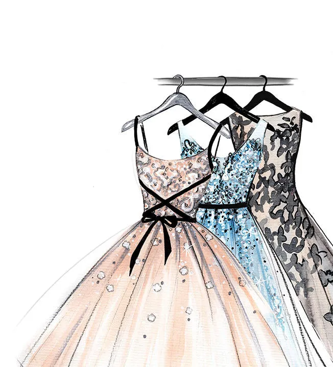 Dresses art print fashion illustration