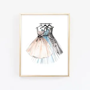 Dresses art print fashion illustration