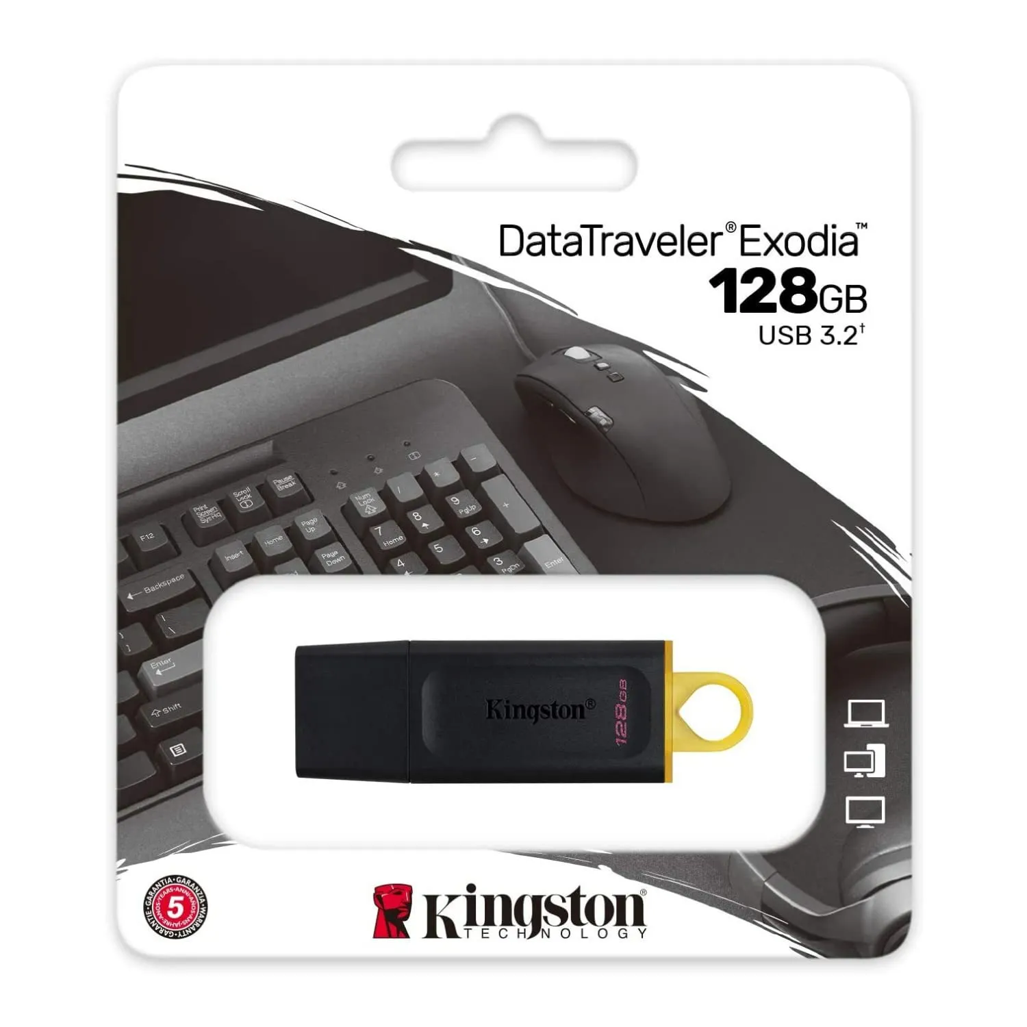 Kingston DataTraveler Exodia DTX/128GB Flash Drive USB 3.2 Gen 1 - with Protective Cap and Keyring in Multiple Colours