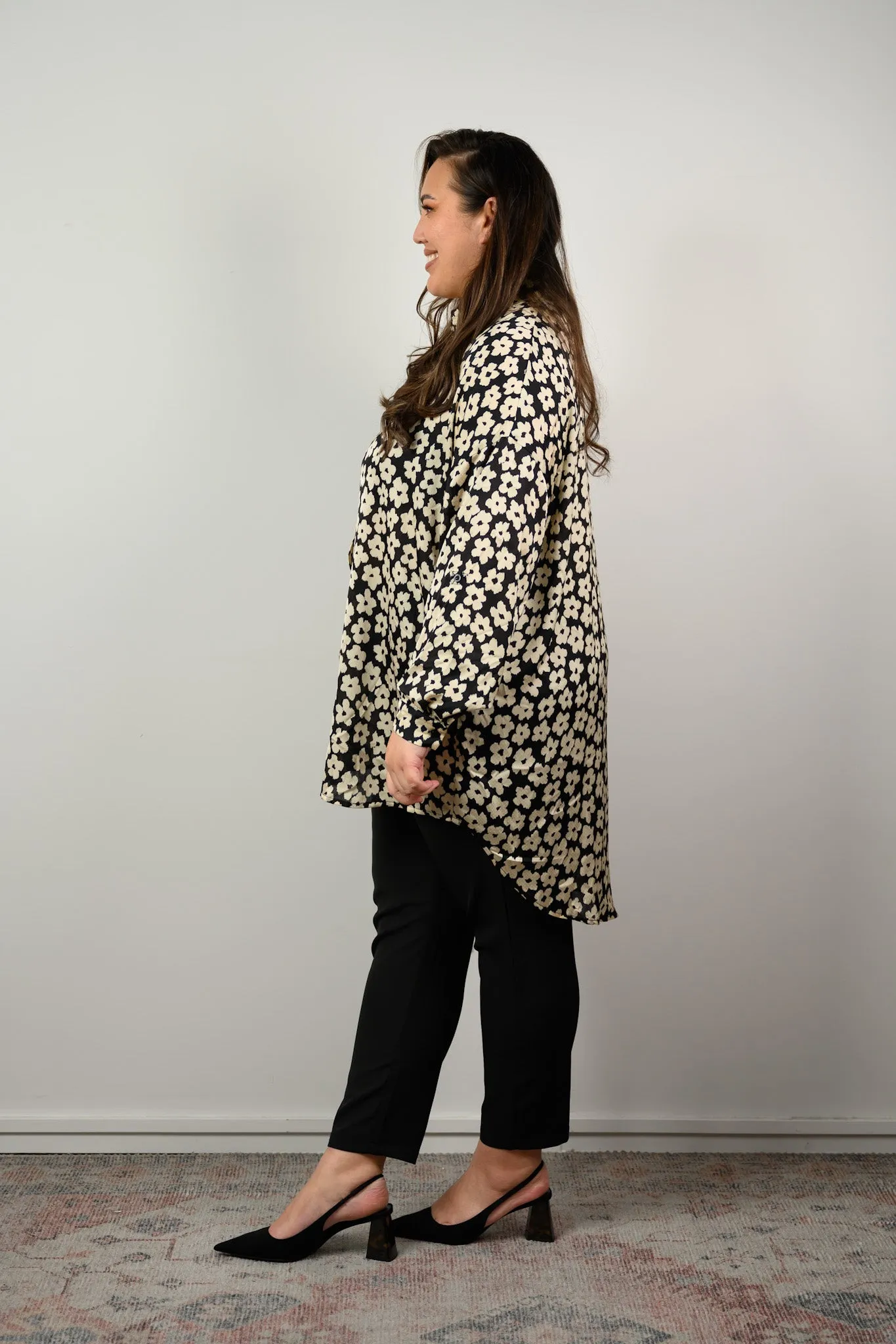 Luella shirt - Black & cream floral