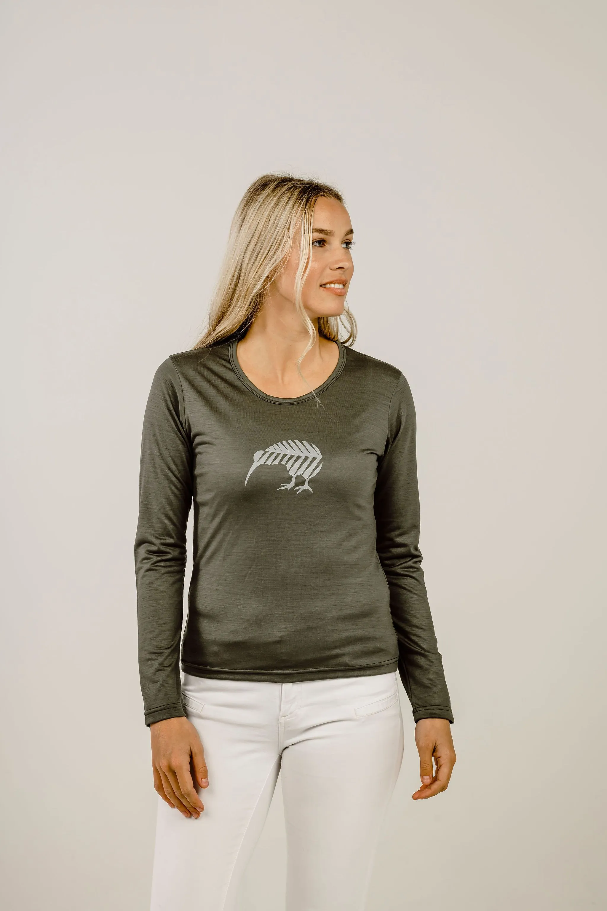 Merino Kiwi Long Sleeve Ladies T-Shirt