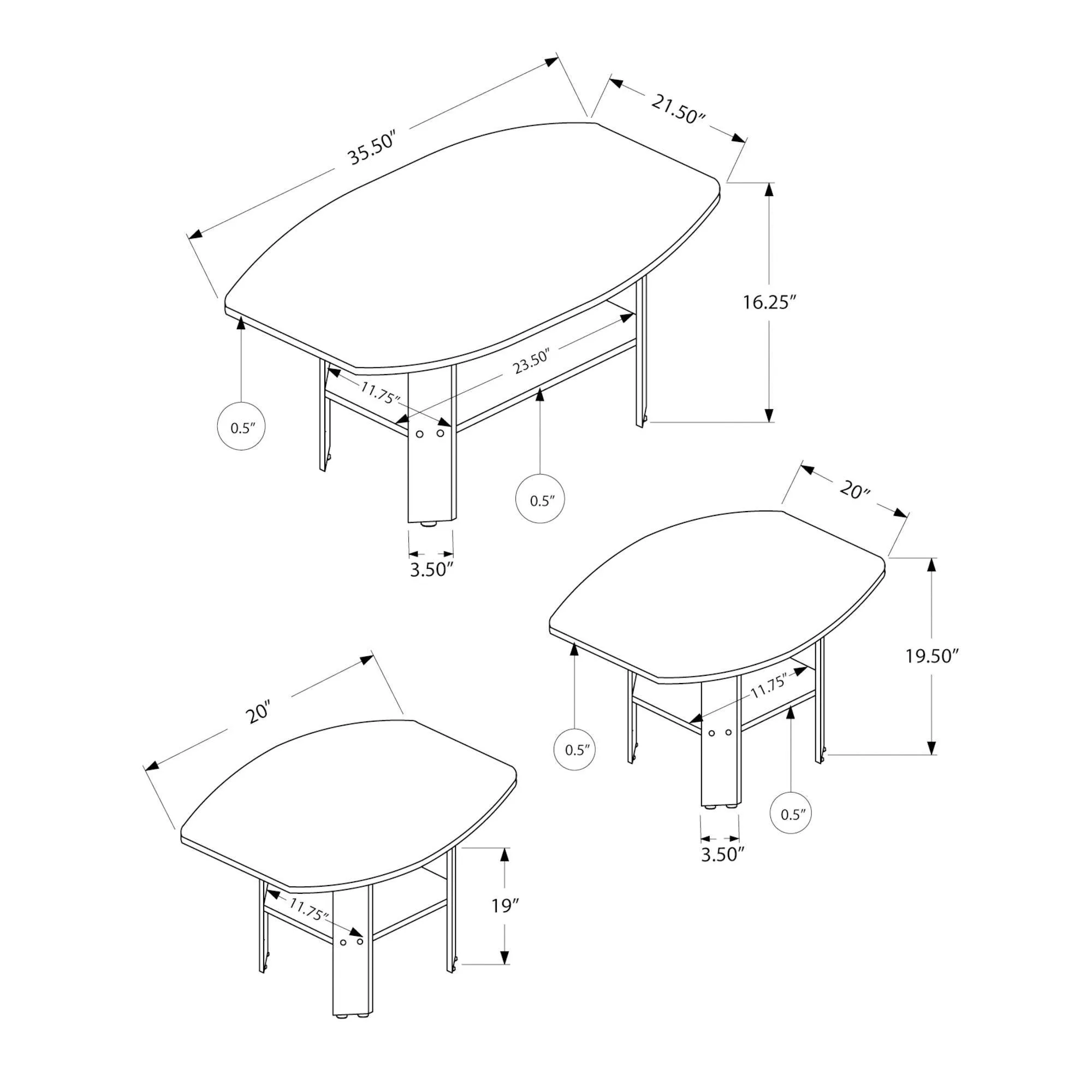 Monarch Ensemble de tables de salon I 7928P