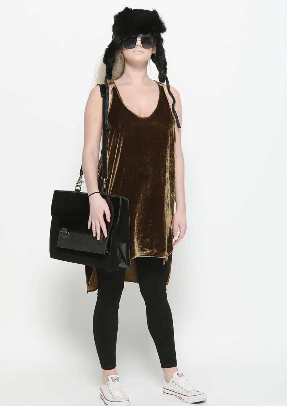 TANK TOP OVERSIZED - SILK VELVET gold