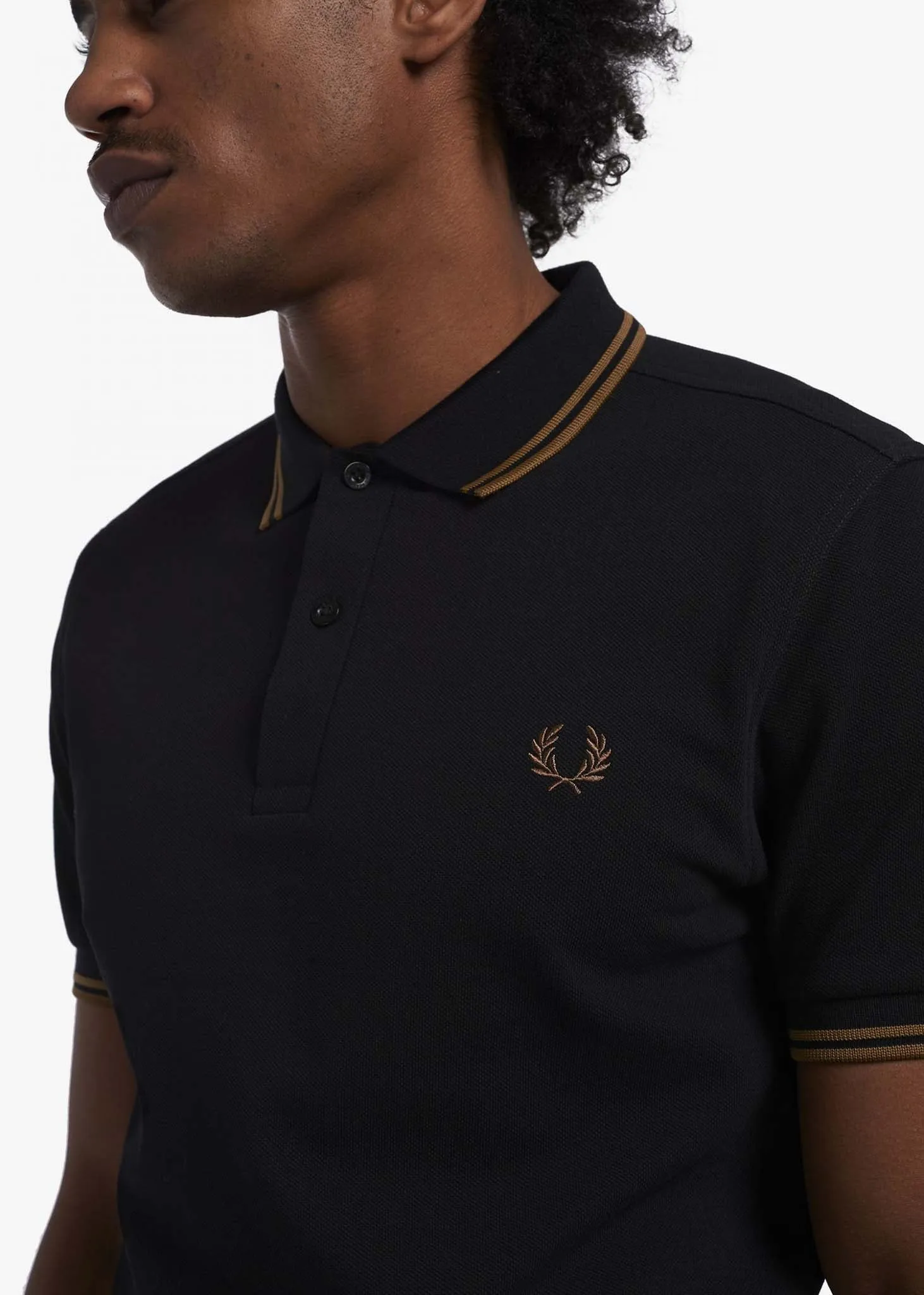 Twin tipped fred perry shirt - black shaded stone