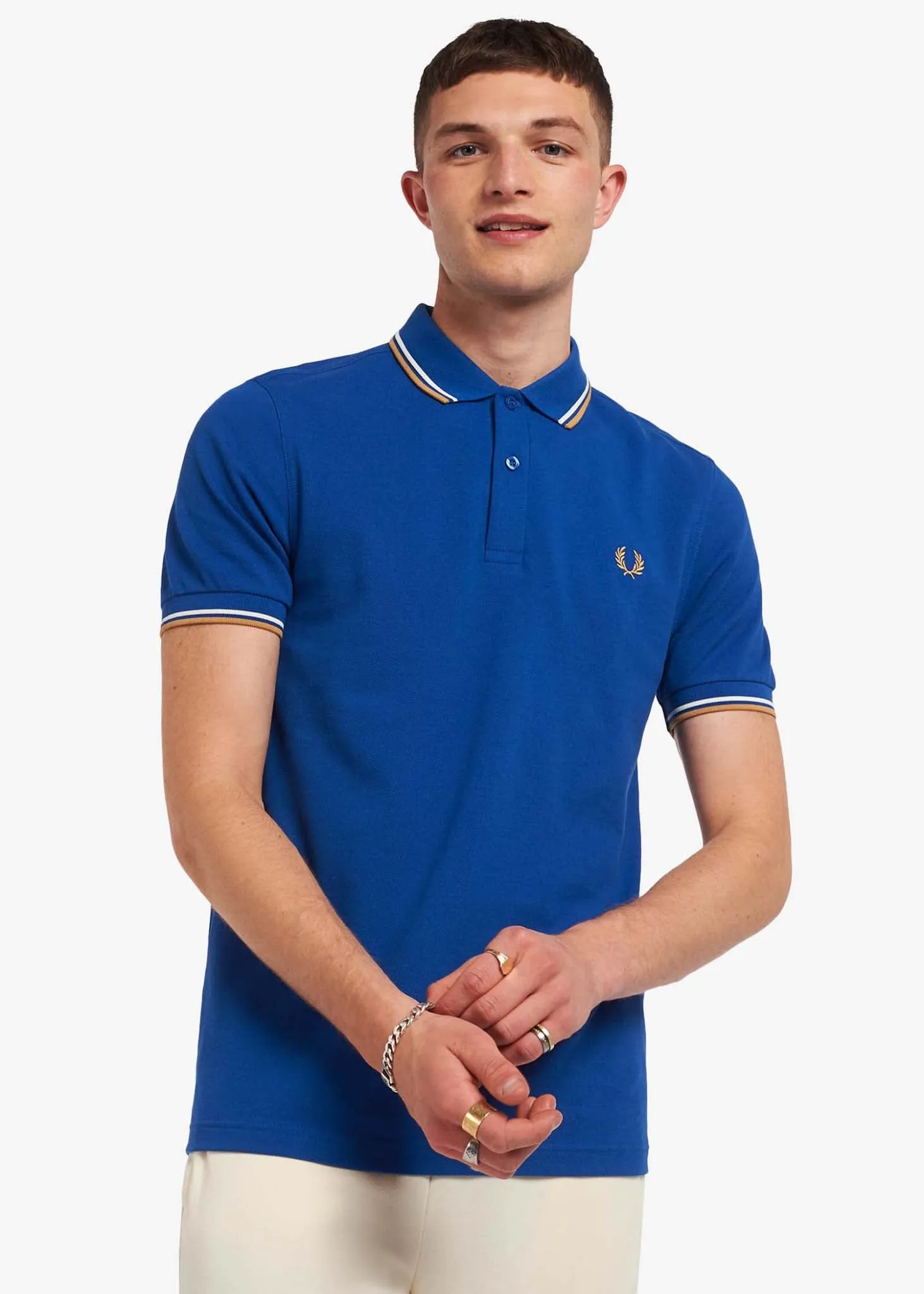 Twin tipped fred perry shirt - mid blue