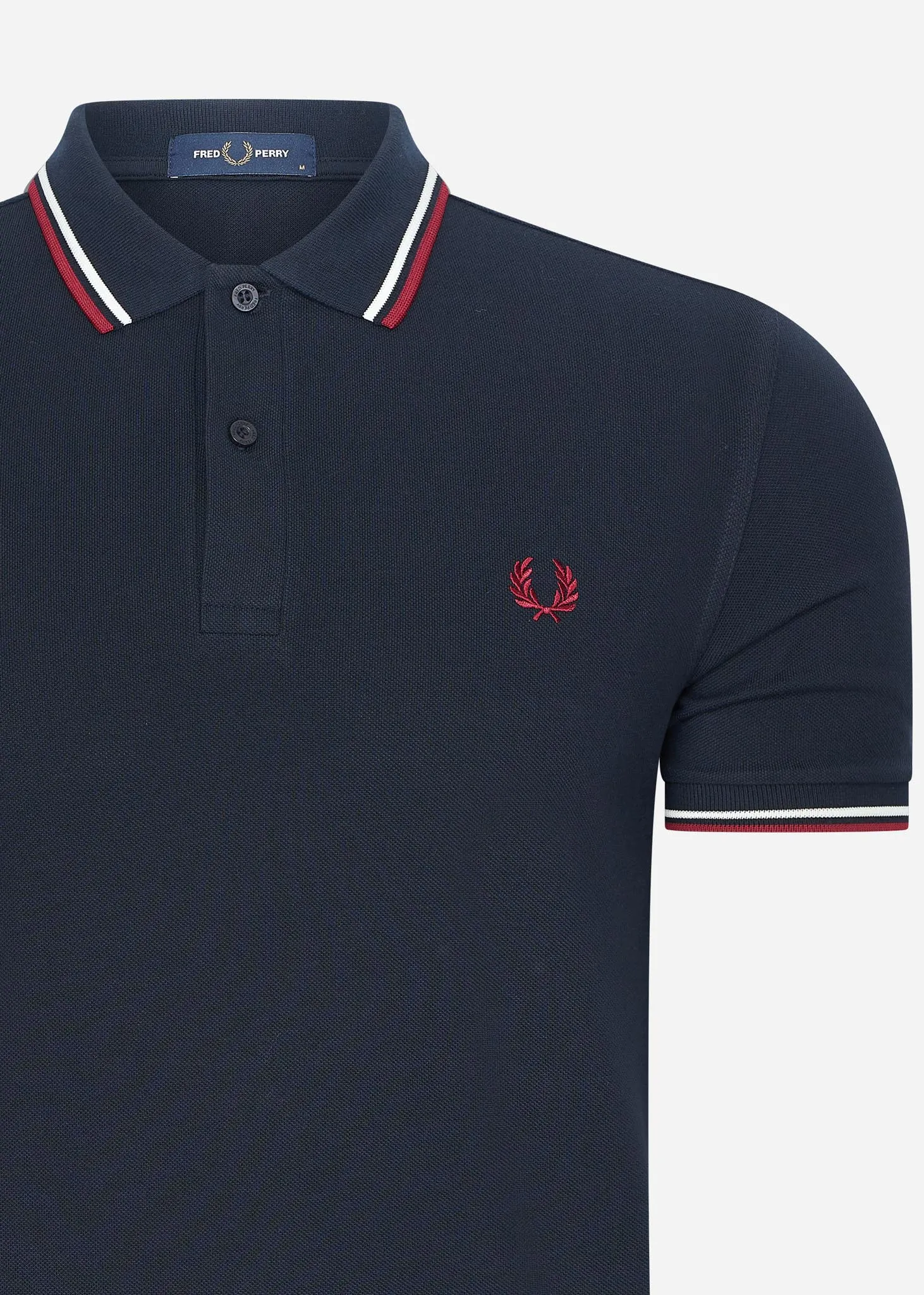 Twin tipped fred perry shirt - navy snow white burnt red