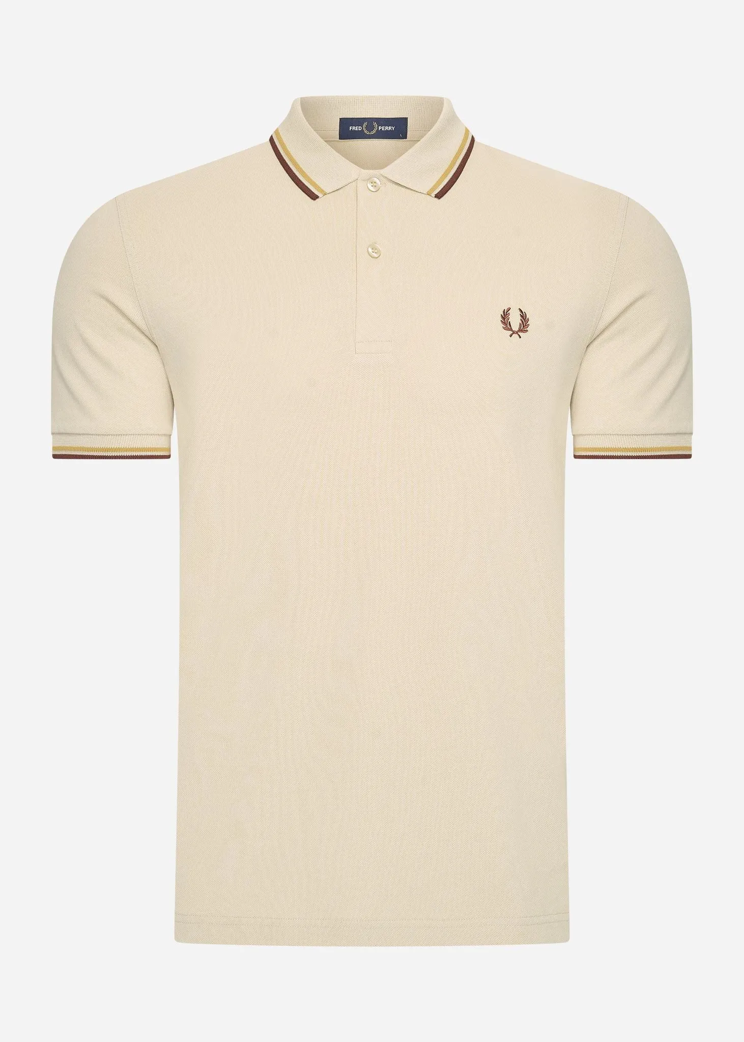 Twin tipped fred perry shirt - oatmeal honeycomb whisky brown